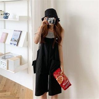 Pocket-detail Cropped Suspender Pants