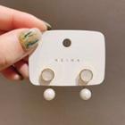Shell Disc Faux Pearl Dangle Earring 1 Pair - Gold & White - One Size