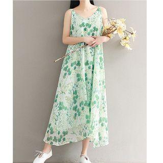 Strappy Floral Maxi A-line Dress