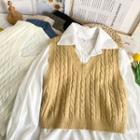 V-neck Cable-knit Vest In 6 Colors