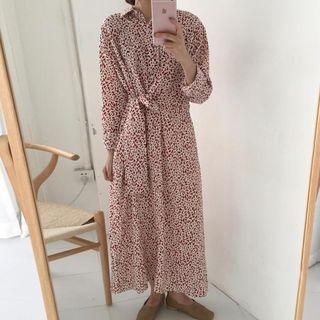 Petal Print Maxi Shirtdress