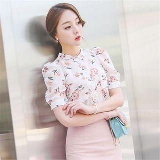 Puff-sleeve Floral Print Blouse