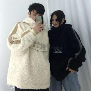 Letter Embroidered Oversized Fleece Hoodie