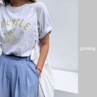 Bicycle Letter M Lange T-shirt Melange White - One Size