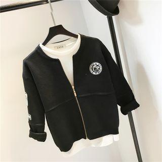 Patch Embroidered Zip Cardigan