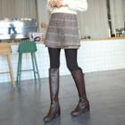 Inset Shorts Glen-plaid Wool Blend Mini Skirt