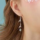 925 Sterling Silver Fish Tail Bead Drop Earring Platinum Plated - One Size