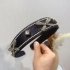 Bow Rhinestone Headband Black - One Size