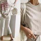 Loose-fit Letter T-shirt Beige - One Size