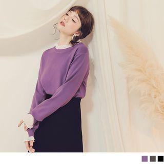 Frilled Trim Mock Two Piece Knitted Top