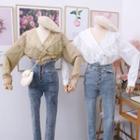 Embroidered Lace-panel Double-breasted Shirt
