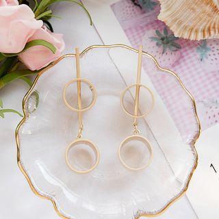 Alloy Hoop & Bar Dangle Earring Stud Earring - 1 Pair - Gold - One Size
