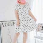 Plus Size Puff-sleeve Heart Print A-line Dress / Midi Dress