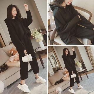 Set: Plain Hoodie + Cropped Pants