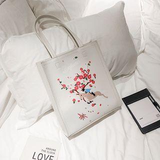 Unicorn Print Tote Bag White - One Size
