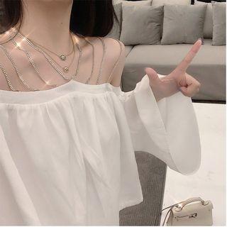 Rhinestone Cold-shoulder Top