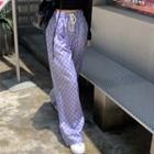 Checkerboard Wide Leg Pants Purple - One Size