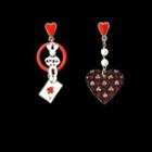 925 Sterling Silver Non-matching Poker Card Heart & Rabbit Dangle Earring