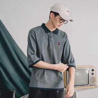 3/4-sleeve Embroidered Polo Shirt