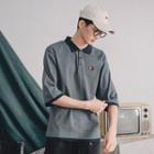 3/4-sleeve Embroidered Polo Shirt