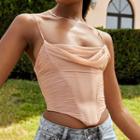 Mesh Panel Asymmetrical Cropped Camisole Top