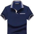 Short-sleeve Stripe Contrast Polo Shirt