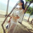 Elbow-sleeve Lace Beach Cover-up
