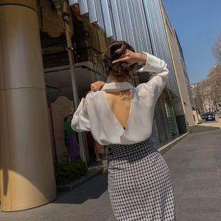 Bare-back Wide-cuff Shirt Ivory - One Size
