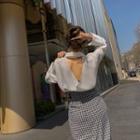 Bare-back Wide-cuff Shirt Ivory - One Size