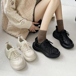 Quilted Platform Lace Up Shoes