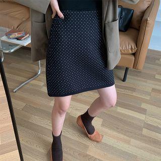 Dotted Mini Knit Skirt
