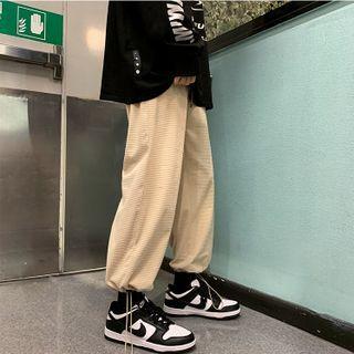 Drawstring Plaid Cropped Harem Pants