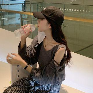 Set: Tank Top + Puff-sleeve Cropped Top
