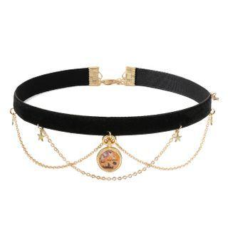 Halloween Pendant Alloy Layered Velvet Choker Black - One Size