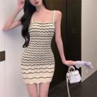 Wide Strap Striped Knit Dress / Knit Camisole Top