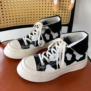 Cow Print High-top Sneakers