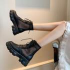 Mesh Panel Lace-up Ankle Boots