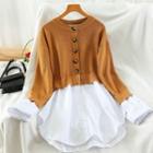Mock Two Piece Round-neck Blouse