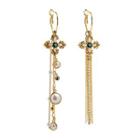 Non-matching Faux Pearl Cross Tassel Earring 1 Pair - Gold - One Size