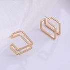 Geometric Alloy Square Earring 1 Pair - 925silver Earrings - Black & White - One Size