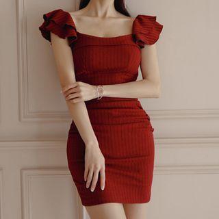 Cap-sleeve Plain Mini Dress