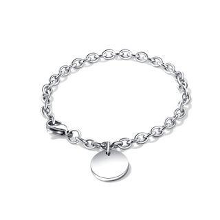 Fashion Simple Geometric Round 316l Stainless Steel Bracelet For Men Silver - One Size