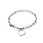 Fashion Simple Geometric Round 316l Stainless Steel Bracelet For Men Silver - One Size