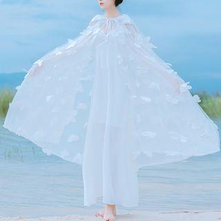 Light Cape Spaghetti Strap Midi Dress
