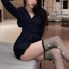 Rhinestone Mesh High-heel Over The Knee Boots