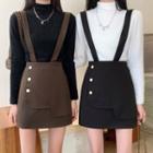 Button-up Mini A-line Suspender Skirt T