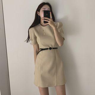 Crew-neck Short-sleeve Mini Sheath Dress