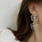 Flower Acrylic Transparent Dangle Earring 1 Pair - Transparent & Silver - One Size