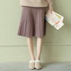 Pleated Knit A-line Skirt As Shown In Figure - One Size