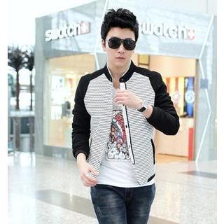 Striped Panel Snap Button Jacket